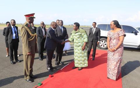 Vice President Maj Jessica Alupo arrives in Bujumbura